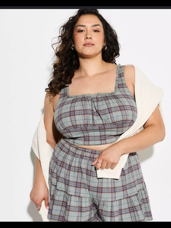 torrid Pants - torrid Sage Plaid Smocked Two-Piece Set